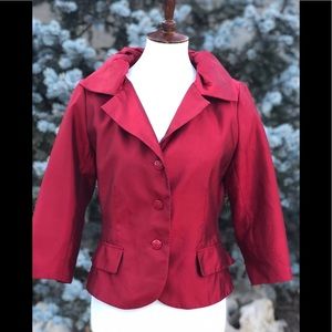 Vintage Victor Costa holiday red silk blazer coat